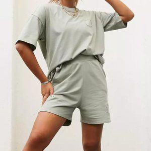 ASOS Weekend Collective sweat shorts with logo in sage green